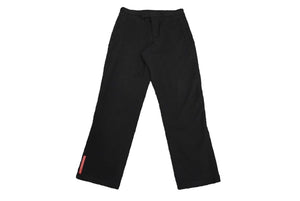 PRADA プラダ テーパードパンツ 裾ファスナー コットン地 裾ブランドロゴ イタリア ブラック レッド 46 美品 中古 61541 
