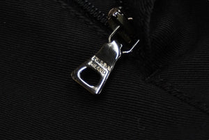 PRADA プラダ テーパードパンツ 裾ファスナー コットン地 裾ブランドロゴ イタリア ブラック レッド 46 美品 中古 61541 