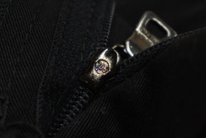 PRADA プラダ テーパードパンツ 裾ファスナー コットン地 裾ブランドロゴ イタリア ブラック レッド 46 美品 中古 61541 
