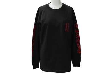 CHROME HEARTS クロムハーツ 長袖Ｔシャツ ブランドロゴ スクロールロゴ サイズS ブラック レッド コットン 美品 中古 61550