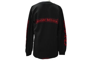 CHROME HEARTS クロムハーツ 長袖Ｔシャツ ブランドロゴ スクロールロゴ サイズS ブラック レッド コットン 美品 中古 61550