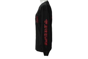 CHROME HEARTS クロムハーツ 長袖Ｔシャツ ブランドロゴ スクロールロゴ サイズS ブラック レッド コットン 美品 中古 61550