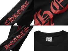 Load image into Gallery viewer, CHROME HEARTS クロムハーツ 長袖Ｔシャツ ブランドロゴ スクロールロゴ サイズS ブラック レッド コットン 美品 中古 61550