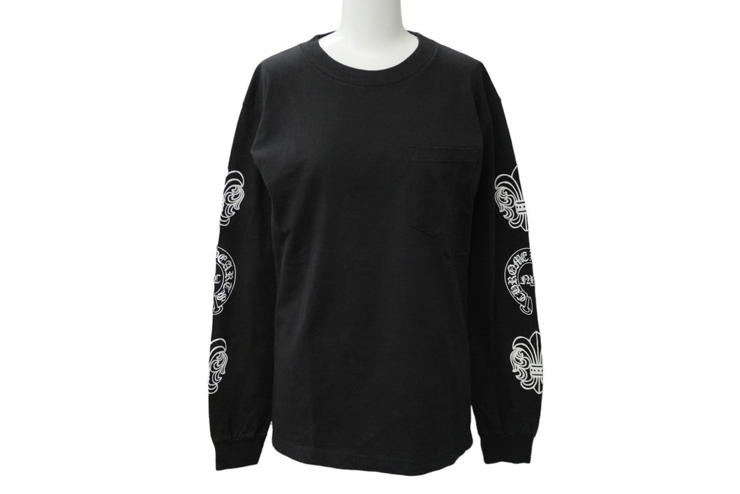 CHROME HEARTS クロムハーツ 長袖Ｔシャツ BSフレア ホースシュー プリント サイズS ブラック コットン 美品 中古 61552