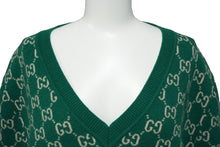 Load image into Gallery viewer, GUCCI グッチ GG柄 Vネックニット セーター グリーン 20SS サイズXL ウール 597725 XKA4R 美品 中古 61555