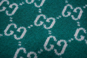 GUCCI グッチ GG柄 Vネックニット セーター グリーン 20SS サイズXL ウール 597725 XKA4R 美品 中古 61555