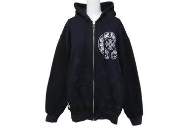極美品 CHROME HEARTS クロムハーツ 裏地サーマルスタープリント ジップアップパーカー JW-0332861002 ブラック L 中古 61559
