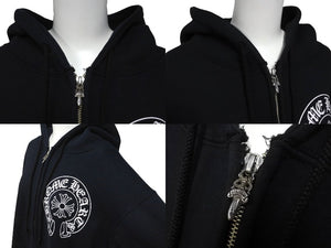 極美品 CHROME HEARTS クロムハーツ 裏地サーマルスタープリント ジップアップパーカー JW-0332861002 ブラック L 中古 61559
