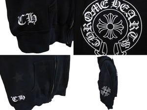 極美品 CHROME HEARTS クロムハーツ 裏地サーマルスタープリント ジップアップパーカー JW-0332861002 ブラック L 中古 61559