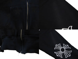 極美品 CHROME HEARTS クロムハーツ 裏地サーマルスタープリント ジップアップパーカー JW-0332861002 ブラック L 中古 61559