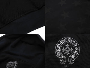 極美品 CHROME HEARTS クロムハーツ 裏地サーマルスタープリント ジップアップパーカー JW-0332861002 ブラック L 中古 61559