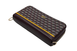 FAURE LE PAGE フォレルパージ ショルダーバッグ ウォレットバッグ 長財布 エカイユ柄 レザー パープル イエロー 美品 中古 61567