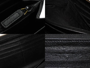 YVES SAINT LAURENT イヴ サンローラン 長財布 ラウンドファスナー YSLロゴ 352904 レザー ブラック 美品 中古 4c061010 