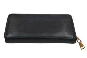 YVES SAINT LAURENT イヴ サンローラン 長財布 ラウンドファスナー YSLロゴ 352904 レザー ブラック 美品 中古 4c061010 