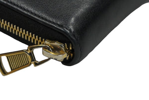 YVES SAINT LAURENT イヴ サンローラン 長財布 ラウンドファスナー YSLロゴ 352904 レザー ブラック 美品 中古 4c061010 