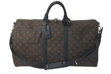 画像をギャラリービューアに読み込む, LOUIS VUITTON ルイヴィトン キーポルバンドリエール55 ボストンバッグ M56714 モノグラムマカサー ブラック 美品 中古 61571