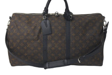 画像をギャラリービューアに読み込む, LOUIS VUITTON ルイヴィトン キーポルバンドリエール55 ボストンバッグ M56714 モノグラムマカサー ブラック 美品 中古 61571
