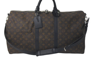 LOUIS VUITTON ルイヴィトン キーポルバンドリエール55 ボストンバッグ M56714 モノグラムマカサー ブラック 美品 中古 61571