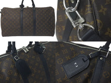 画像をギャラリービューアに読み込む, LOUIS VUITTON ルイヴィトン キーポルバンドリエール55 ボストンバッグ M56714 モノグラムマカサー ブラック 美品 中古 61571