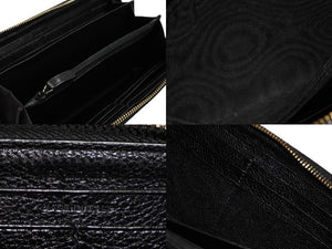 YVES SAINT LAURENT イヴ サンローラン 長財布 ラウンドファスナー YSLロゴ 352904 レザー ブラック 美品 中古 61574 