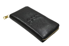 画像をギャラリービューアに読み込む, YVES SAINT LAURENT イヴ サンローラン 長財布 ラウンドファスナー YSLロゴ 352904 レザー ブラック 美品 中古 61574 