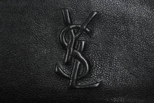 画像をギャラリービューアに読み込む, YVES SAINT LAURENT イヴ サンローラン 長財布 ラウンドファスナー YSLロゴ 352904 レザー ブラック 美品 中古 61574 