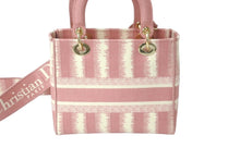 画像をギャラリービューアに読み込む, 極美品 Christian Dior クリスチャンディオール レディディオール 2WAYハンドバッグ ストライプ 刺繍 シグネチャー 中古 61575