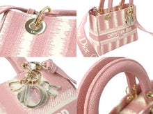 画像をギャラリービューアに読み込む, 極美品 Christian Dior クリスチャンディオール レディディオール 2WAYハンドバッグ ストライプ 刺繍 シグネチャー 中古 61575