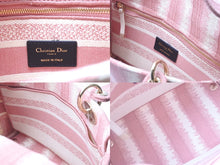 画像をギャラリービューアに読み込む, 極美品 Christian Dior クリスチャンディオール レディディオール 2WAYハンドバッグ ストライプ 刺繍 シグネチャー 中古 61575