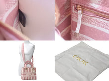 画像をギャラリービューアに読み込む, 極美品 Christian Dior クリスチャンディオール レディディオール 2WAYハンドバッグ ストライプ 刺繍 シグネチャー 中古 61575