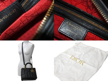 Load image into Gallery viewer, Christian Dior クリスチャンディオール 定価93万円 ハンドバッグ 2WAY レディディオール ミディアム ブラック ゴールド美品 中古 61577