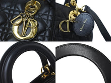 Load image into Gallery viewer, Christian Dior クリスチャンディオール 定価93万円 ハンドバッグ 2WAY レディディオール ミディアム ブラック ゴールド美品 中古 61577