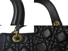 Load image into Gallery viewer, Christian Dior クリスチャンディオール 定価93万円 ハンドバッグ 2WAY レディディオール ミディアム ブラック ゴールド美品 中古 61577
