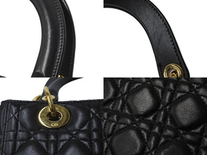 Christian Dior クリスチャンディオール 定価93万円 ハンドバッグ 2WAY レディディオール ミディアム ブラック ゴールド美品 中古 61577