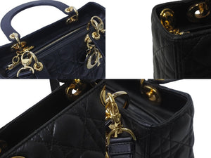 Christian Dior クリスチャンディオール 定価93万円 ハンドバッグ 2WAY レディディオール ミディアム ブラック ゴールド美品 中古 61577