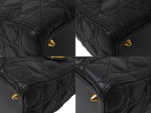 Load image into Gallery viewer, Christian Dior クリスチャンディオール 定価93万円 ハンドバッグ 2WAY レディディオール ミディアム ブラック ゴールド美品 中古 61577