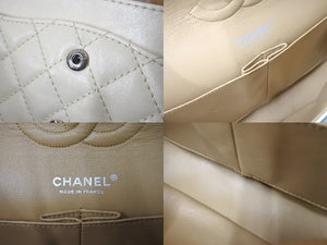 極美品 CHANEL シャネル マトラッセ25Wフラップ チェーンショルダーバッグ 11番台 クリームホワイト シルバー金具 中古 61586
