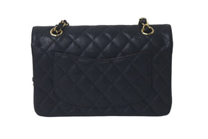 未使用品 CHANEL シャネル Wフラップ 23 ショルダーバッグ キャビアスキン ランダム マトラッセ ゴールド金具 ブラック 中古 61590