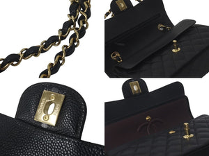 未使用品 CHANEL シャネル Wフラップ 23 ショルダーバッグ キャビアスキン ランダム マトラッセ ゴールド金具 ブラック 中古 61590