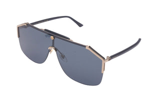 極美品 GUCCI グッチ サングラス サイズ140 デザインフレームロゴ ブラック ゴールド アセテート メタル GG0291S 中古 61603 