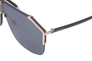 極美品 GUCCI グッチ サングラス サイズ140 デザインフレームロゴ ブラック ゴールド アセテート メタル GG0291S 中古 61603 