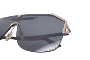 極美品 GUCCI グッチ サングラス サイズ140 デザインフレームロゴ ブラック ゴールド アセテート メタル GG0291S 中古 61603 
