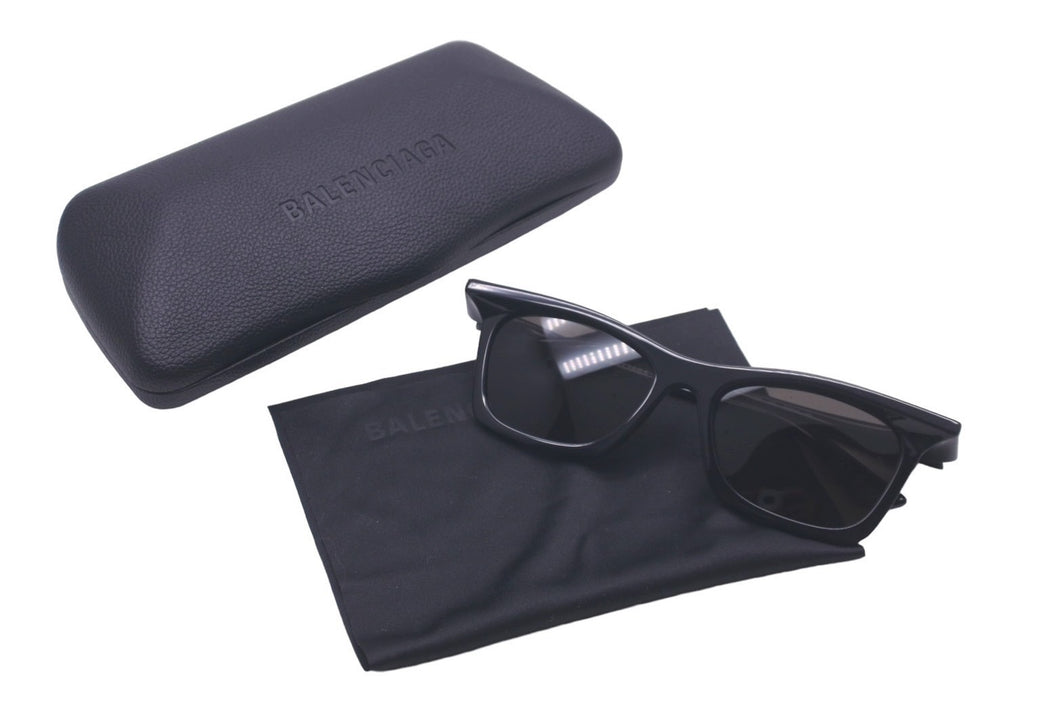 BALENCIAGA バレンシアガ サングラス サイズ52☐18-140 ブラック プラスチック ロゴ BB0099S 美品 中古 61604