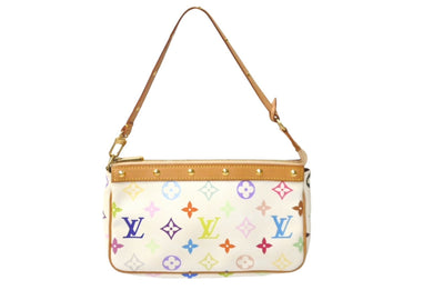 LOUIS VUITTON ルイヴィトン 村上隆 ポシェットアクセソワール マルチカラー ホワイト M92649 良品 中古 61610
