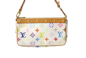 LOUIS VUITTON ルイヴィトン 村上隆 ポシェットアクセソワール マルチカラー ホワイト M92649 良品 中古 61610