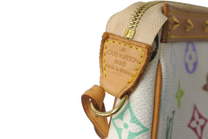LOUIS VUITTON ルイヴィトン 村上隆 ポシェットアクセソワール マルチカラー ホワイト M92649 良品 中古 61610