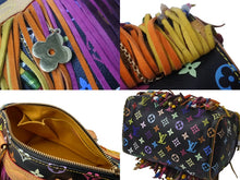 画像をギャラリービューアに読み込む, 極美品 LOUIS VUITTON ルイヴィトン 村上隆 スピーディ25 フラーンジュ M40114 モノグラムマルチ ブラック 中古 61613