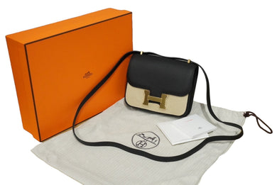 新品未使用 HERMES エルメス ショルダーバッグ ミニ コンスタンス3 ブラック ローズゴールド金具 エプソン U刻印 中古 61617