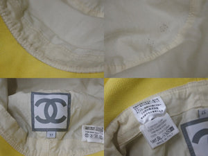 CHANEL シャネル スポーツライン ロゴ バケットハット イエロー ベージュ ココマーク 帽子 小物 サイズ57 美品 中古 61618