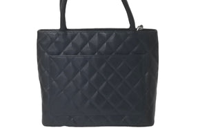 極美品 CHANEL シャネル 復刻トートバック A01804 シール 無し キャビアスキン ブラック シルバープレート 中古 61620